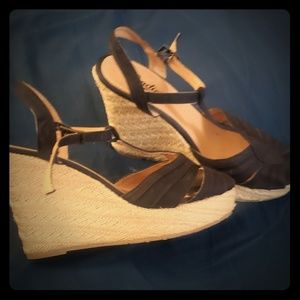 Candie's espadrille wedges black sandals